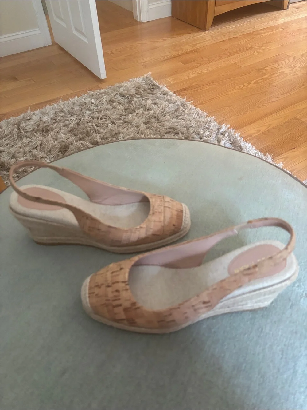 Cole Haan Cork Espadrille Wedge Slingbacks in Natural Tan